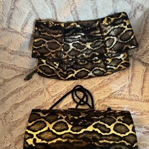 Style & Co Black and Gold Snake Print Clutch and Wristlet bag (set)